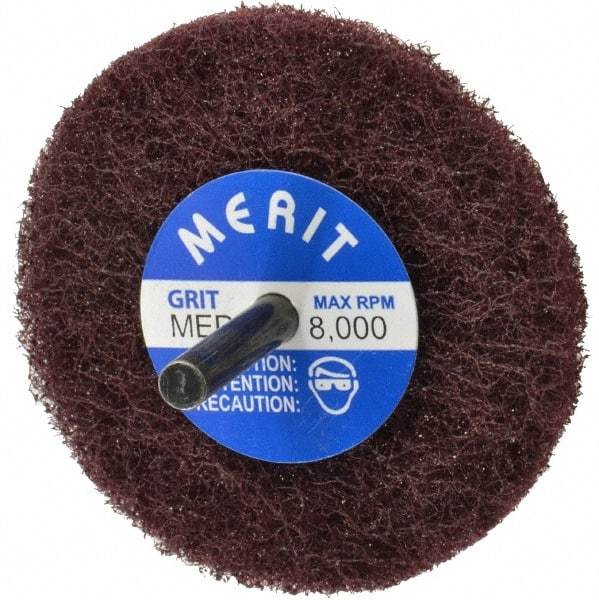 Merit Abrasives - 3" Diam, Medium Mounted Scrubber Buffing Wheel - 1 Ply, Medium Grade, 1/4" Shank Diam, 8,000 RPM - Best Tool & Supply