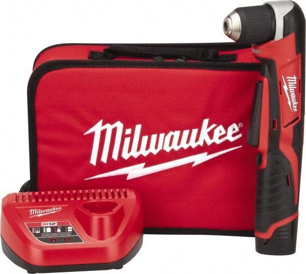 Milwaukee Tool - 12 Volt 3/8" Chuck Right Angle Handle Cordless Drill - 0-800 RPM, Keyless Chuck, Reversible, 1 Lithium-Ion Battery Included - Best Tool & Supply