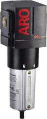 ARO/Ingersoll-Rand - 1" Port, 10.811" High x 3.858" Wide Heavy Duty Filter with Metal Bowl, Automatic Drain - 353 SCFM, 250 Max psi, 175°F Max Temp, Sight Glass Included, Modular Connection, 5.9 oz Bowl Capacity - Best Tool & Supply