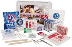 Medique - 120 Piece, Multipurpose/Auto/Travel First Aid Kit - 10" Wide x 3-1/2" Deep x 7-1/2" High, Plastic Case - Best Tool & Supply