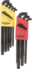 Bondhus - 22 Piece L-Key Ball End Hex Key Set - Hex Range 0.05 to 3/8", Protanium Up to reg/ Over Steel - Best Tool & Supply