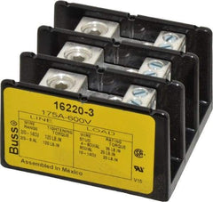 Cooper Bussmann - 3 Poles, 175 Amp, 8-2/0 AWG (Al), 14-2/0 AWG (Cu) Primary, 4-14 AWG (Cu), 4-8 AWG (Al) Secondary, Thermoplastic Power Distribution Block - 600 VAC/VDC, 1 Primary Connection, 5.2 Inch Long x 3.32 Inch Deep x 4 Inch High - Best Tool & Supply