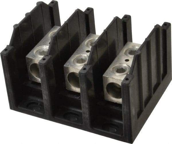 Cooper Bussmann - 3 Poles, 310 Amp, 350 kcmil-6 AWG (Cu/Al) Primary, 350 kcmil-6 AWG (Cu/Al) Secondary, Thermoplastic Power Distribution Block - 600 VAC/VDC, 1 Primary Connection, 5.2 Inch Long x 3.32 Inch Deep x 4 Inch High - Best Tool & Supply