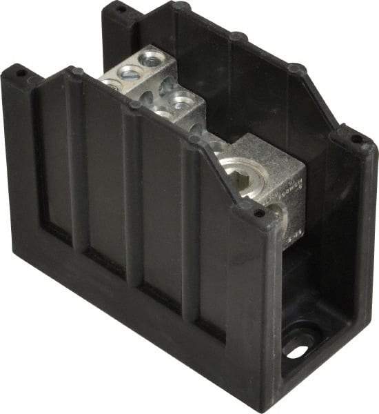 Cooper Bussmann - 1 Pole, 310 Amp, 350 kcmil-6 AWG (Cu/Al) Primary, 4-12 AWG (Al), 4-14 AWG (Cu) Secondary, Thermoplastic Power Distribution Block - 600 VAC/VDC, 1 Primary Connection, 1.96 Inch Long x 3.32 Inch Deep x 4 Inch High - Best Tool & Supply