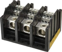 Cooper Bussmann - 3 Poles, 310 Amp, 350 kcmil-6 AWG (Cu/Al) Primary, 4-12 AWG (Al), 4-14 AWG (Cu) Secondary, Thermoplastic Power Distribution Block - 600 VAC/VDC, 1 Primary Connection, 5.2 Inch Long x 3.32 Inch Deep x 4 Inch High - Best Tool & Supply