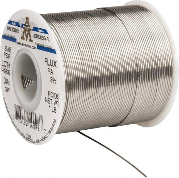 Value Collection - 0.0310 Inch Diameter, Alloy 63/37, Rosin Activated Solder - 1 Lb., 66 Core, 21 Gauge - Exact Industrial Supply