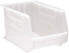 Quantum Storage - 75 Lb. Load Capacity, 18" Deep, Clear Polypropylene Hopper Stacking Bin - 10" High x 11" Wide x 18" Long - Best Tool & Supply