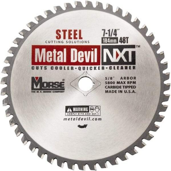 M.K. MORSE - 7-1/4" Diam, 5/8" Arbor Hole Diam, 48 Tooth Wet & Dry Cut Saw Blade - Steel, Diamond Arbor - Best Tool & Supply