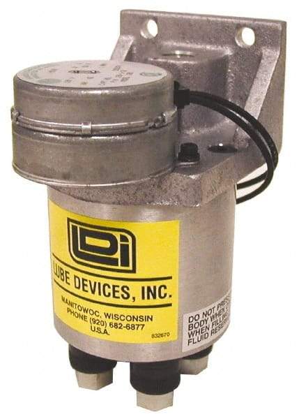 LDI Industries - 0.16 cc Output per Cycle, 2 Outlet Central Lubrication System Electric Pump - 66.55mm Wide x 134.37mm High, 120 Volt, Oil/Grease, 1/8-27 Outlet Thread, NPTF - Best Tool & Supply