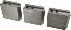 H & R Manufacturing - 1.5mm x 60° Serrated Attachment, Square Soft Lathe Chuck Jaw - 3 Jaws, Steel, 0.787" Btw Mount Hole Ctrs, 3-1/8" Long x 1-1/4" Wide x 3" High, 0.472" Groove, 10mm Fastener - Best Tool & Supply