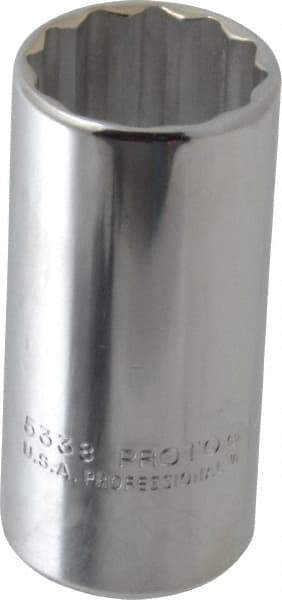 Proto - 1-3/16", 1/2" Drive, Deep Hand Socket - 12 Points, 3-1/4" OAL, Chrome Finish - Best Tool & Supply