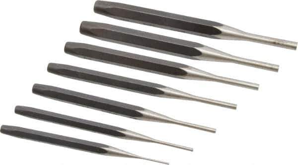 Proto - 7 Piece, 1/16 to 1/4", Pin Punch Set - Round Shank, Comes in Pouch - Best Tool & Supply