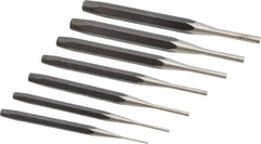 Proto - 7 Piece, 1/16 to 1/4", Pin Punch Set - Round Shank, Comes in Pouch - Best Tool & Supply