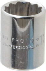 Proto - 1/4" Drive, Standard Hand Socket - 12 Points, 7/8" OAL, Chrome Finish - Best Tool & Supply