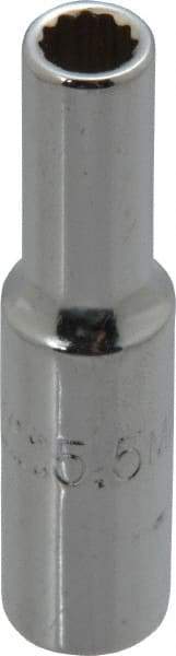 Proto - 1/4" Drive, Deep Hand Socket - 12 Points, 1-15/16" OAL, Chrome Finish - Best Tool & Supply