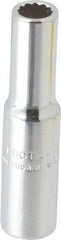 Proto - 1/4" Drive, Deep Hand Socket - 12 Points, 1-15/16" OAL, Chrome Finish - Best Tool & Supply