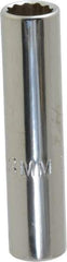 Proto - 1/4" Drive, Deep Hand Socket - 12 Points, 1-15/16" OAL, Chrome Vanadium, Chrome Finish - Best Tool & Supply