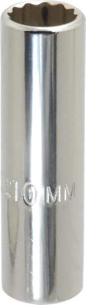 Proto - 1/4" Drive, Deep Hand Socket - 12 Points, 1-15/16" OAL, Chrome Vanadium, Chrome Finish - Best Tool & Supply