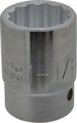 Proto - 1-1/8", 3/4" Drive, Standard Hand Socket - 12 Points, 2-7/32" OAL, Chrome Finish - Best Tool & Supply