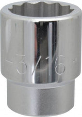 Proto - 1-3/16", 3/4" Drive, Standard Hand Socket - 12 Points, 2-7/32" OAL, Chrome Finish - Best Tool & Supply