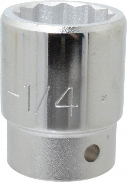 Proto - 1-1/4", 3/4" Drive, Standard Hand Socket - 12 Points, 2-15/64" OAL, Chrome Finish - Best Tool & Supply