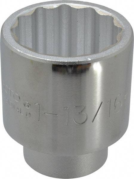 Proto - 1-13/16", 3/4" Drive, Standard Hand Socket - 12 Points, 2-29/32" OAL, Chrome Finish - Best Tool & Supply