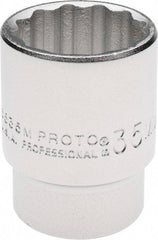 Proto - 3/4" Drive, Standard Hand Socket - 12 Points, 2-1/4" OAL, Chrome Finish - Best Tool & Supply