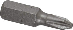 Irwin - #2, Reduced Tip Phillips Screwdriver Bit - 1/4" Drive, 1" OAL - Best Tool & Supply