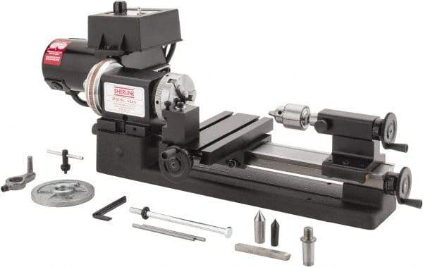 Sherline - 3-1/2" Swing, 8" Between Centers, 100/240 Volt, Single Phase Miniature Lathe - 1MT Taper, 1/2 hp, 70 to 2,800 RPM, 10mm Bore Diam, 260mm Deep x 203.2mm High x 584.2mm Long - Best Tool & Supply