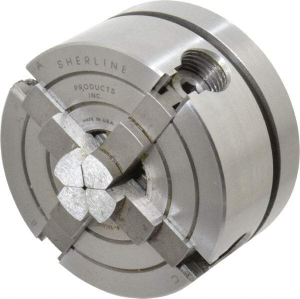 Sherline - 4 Jaws, 2.5" Diam, Independent Manual Lathe Chuck - 3/4-16" Spindle Mount - Best Tool & Supply