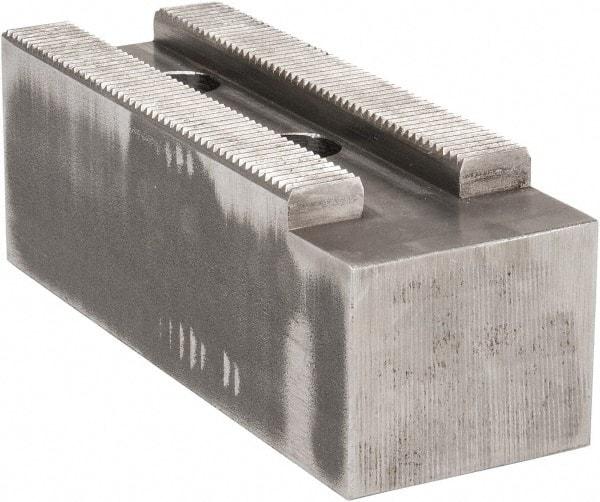 Atlas Workholding - 1.5mm x 60° Serrated Attachment, Square Soft Lathe Chuck Jaw - Steel, 2.362" Btw Mount Hole Ctrs, 7" Long x 2-1/2" Wide x 2-1/2" High, 0.984" Groove, M20mm Fastener - Best Tool & Supply