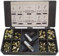 PRO-LUBE - 101 Piece, Metric, Box Plastic Steel Grease Fitting Set - Includes Metric Thread Types, Includes M10x1: (20) Straight, (5) 45°, (10) 90°, M6x1: (30) Straight, (5) 45°, (10) 90°, M8x1: (14) Straight, (5) 90° - Best Tool & Supply