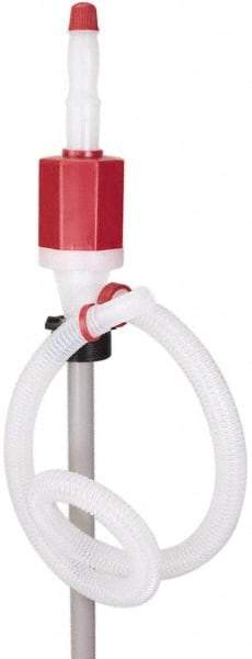 PRO-LUBE - 7 GPM, Polyethylene Hand Operated Siphon Pump - 45-1/2" OAL, For 55 Gal Drums, Antifreeze, Detergents, Water Based Fluids, Mild Acids, Soaps, Waxes & etc - Best Tool & Supply