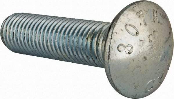 Value Collection - 3/4-10 UNC 3" Length Under Head, Standard Square Neck, Carriage Bolt - Grade 2 Steel, Zinc-Plated Finish - Best Tool & Supply