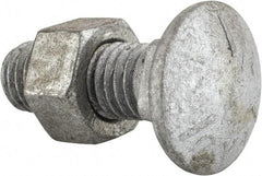 Value Collection - 1/2-13 UNC 1-1/2" Length Under Head, Standard Square Neck, Carriage Bolt - Grade 5 Steel, Galvanized Zinc-Plated Finish - Best Tool & Supply