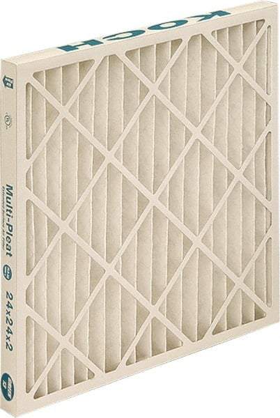 Made in USA - 20" Noml Height x 24" Noml Width x 2" Noml Depth, 80 to 85% Capture Efficiency, Wire-Backed Pleated Air Filter - MERV 13, Synthetic, Integrated Beverage Board Frame, 500 Max FPM, 1,675 CFM, For Any Unit - Best Tool & Supply