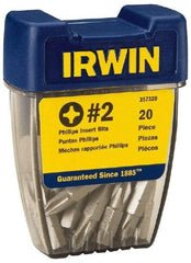 Irwin - #2, Insert Phillips Screwdriver Bit - 1/4" Drive, 1" OAL - Best Tool & Supply