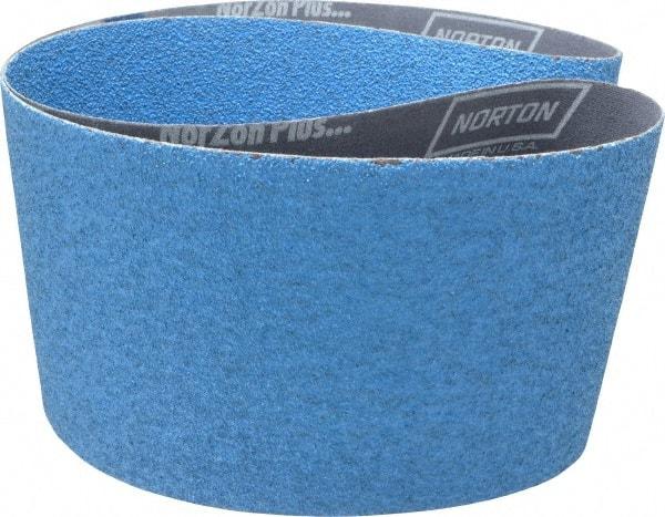 Norton - 6" Wide x 48" OAL, 36 Grit, Zirconia Alumina Abrasive Belt - Zirconia Alumina, Very Coarse, Coated, Y Weighted Cloth Backing, Dry, Series R821 - Best Tool & Supply