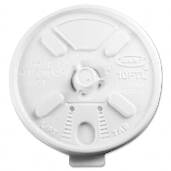 DART - Lift N' Lock Plastic Hot Cup Lids, Fits 10 oz Cups, White, 1000/Carton - Best Tool & Supply