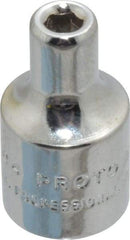 Proto - 1/8", 1/4" Drive, Standard Hand Socket - 6 Points, 7/8" OAL, Chrome Finish - Best Tool & Supply