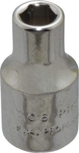 Proto - 3/16", 1/4" Drive, Standard Hand Socket - 6 Points, 7/8" OAL, Chrome Finish - Best Tool & Supply