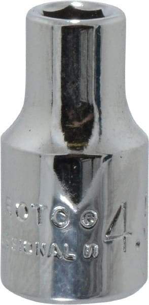 Proto - 1/4" Drive, Standard Hand Socket - 6 Points, 7/8" OAL, Chrome Finish - Best Tool & Supply