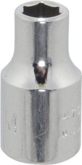 Proto - 1/4" Drive, Standard Hand Socket - 6 Points, 7/8" OAL, Chrome Finish - Best Tool & Supply