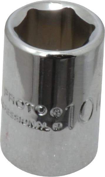 Proto - 1/4" Drive, Standard Hand Socket - 6 Points, 7/8" OAL, Chrome Vanadium, Chrome Finish - Best Tool & Supply