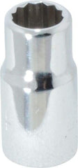 Proto - 1/4", 1/4" Drive, Standard Hand Socket - 12 Points, 7/8" OAL, Chrome Finish - Best Tool & Supply