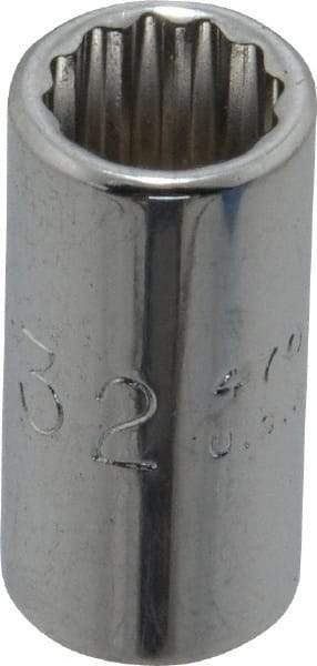 Proto - 9/32", 1/4" Drive, Standard Hand Socket - 12 Points, 7/8" OAL, Chrome Finish - Best Tool & Supply