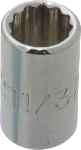 Proto - 11/32", 1/4" Drive, Standard Hand Socket - 12 Points, 7/8" OAL, Chrome Finish - Best Tool & Supply