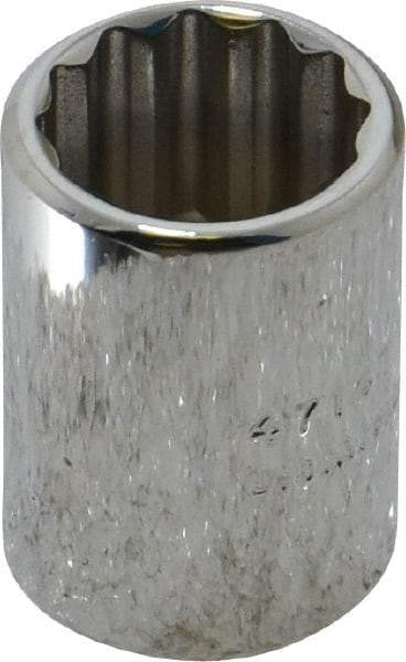 Proto - 7/16", 1/4" Drive, Standard Hand Socket - 12 Points, 7/8" OAL, Chrome Finish - Best Tool & Supply