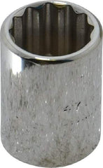 Proto - 7/16", 1/4" Drive, Standard Hand Socket - 12 Points, 7/8" OAL, Chrome Finish - Best Tool & Supply