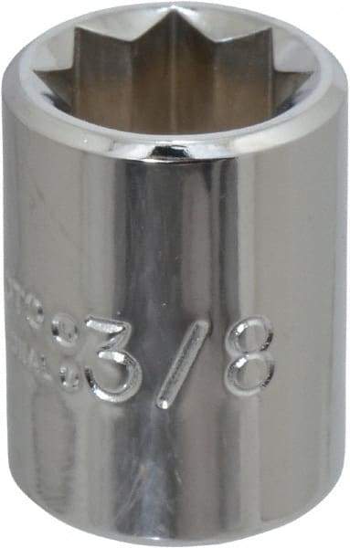 Proto - 3/8", 1/4" Drive, Standard Hand Socket - 8 Points, 7/8" OAL, Chrome Finish - Best Tool & Supply